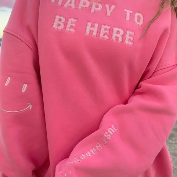 “Happy to Be Here” Oversized Plush Crewneck - Picture 2 of 3